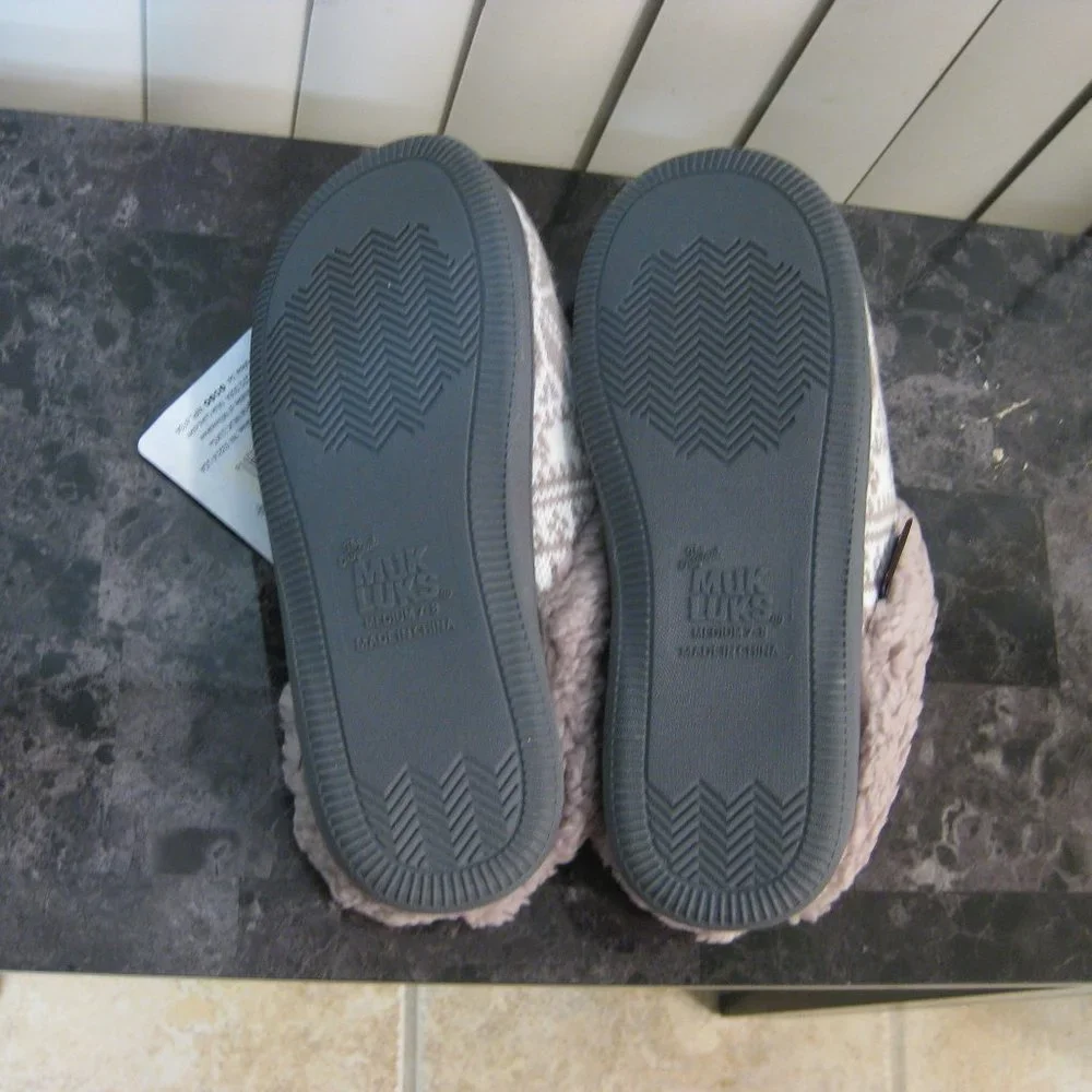 NWT Muk Luks gray purple white slippers M 7 8 - Picture 4 of 7